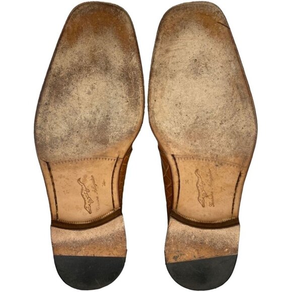 Vintage Mauri Exotic Full Alligator Mens 14M Italian Tan Brown Honey Dress Shoes - Picture 3 of 14